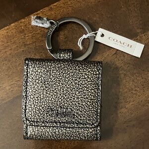 Coach Metallic Black Keychain Wallet NWT